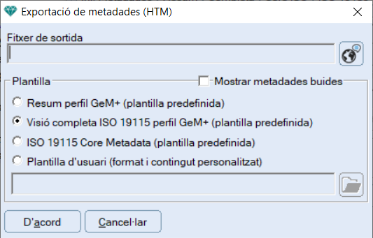 Informaci exportaci HTML